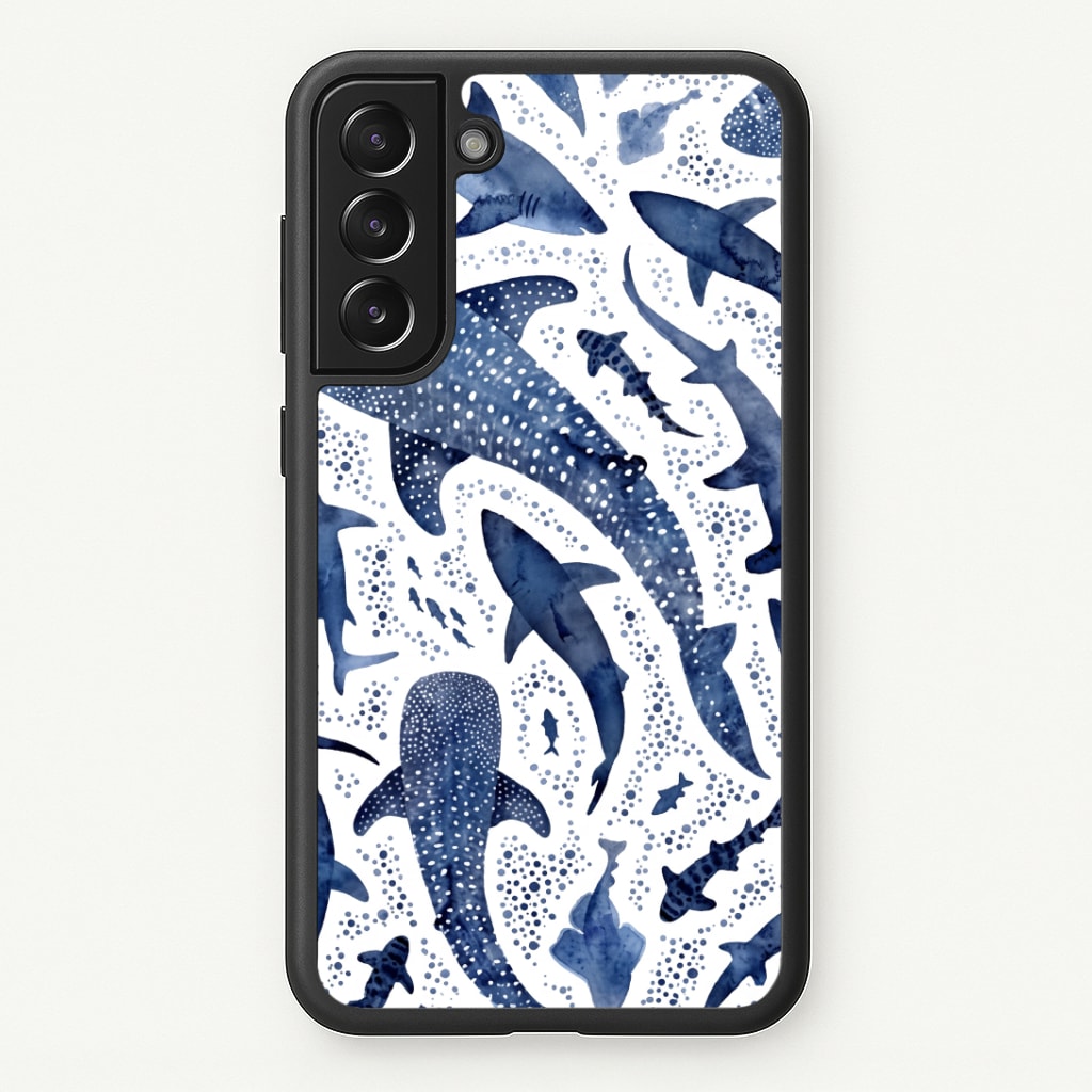 Indigo Watercolour Sharks Phone Case
