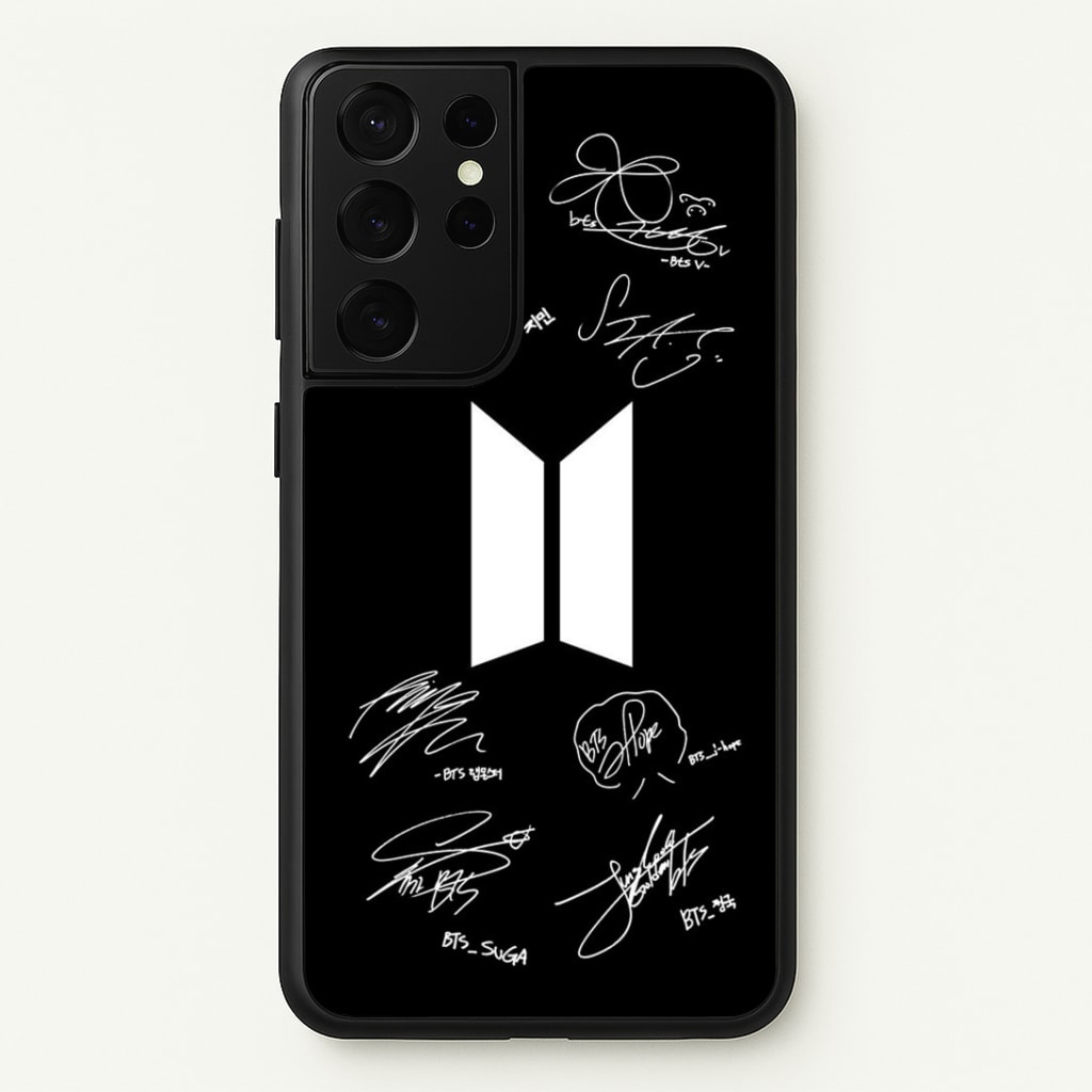 Black K-Pop Band Logo and Signatures Phone Case