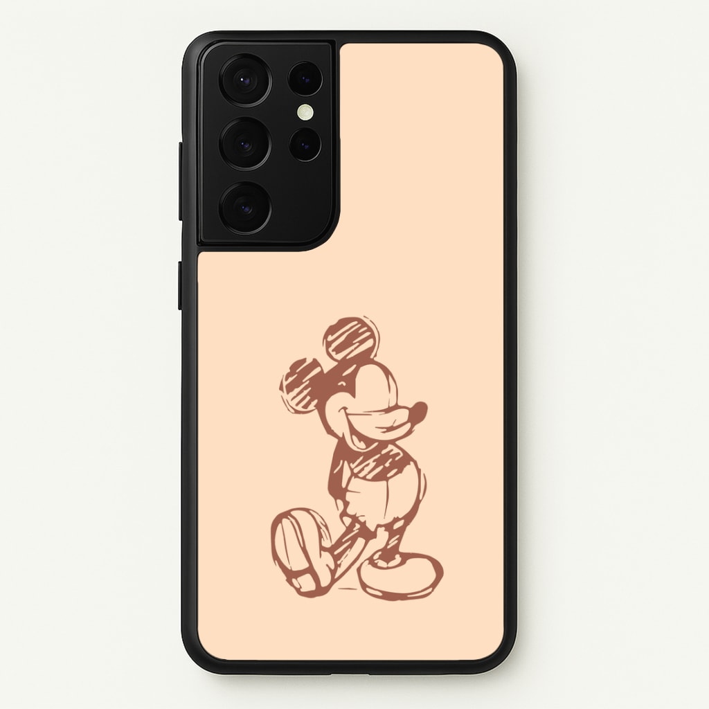 Sketched Mouse Outline Beige Phone Case