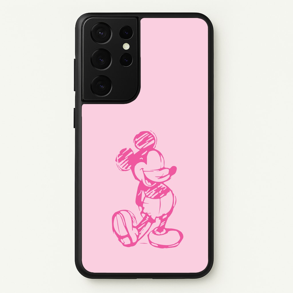 Sketched Mouse Outline Pink Phone Case