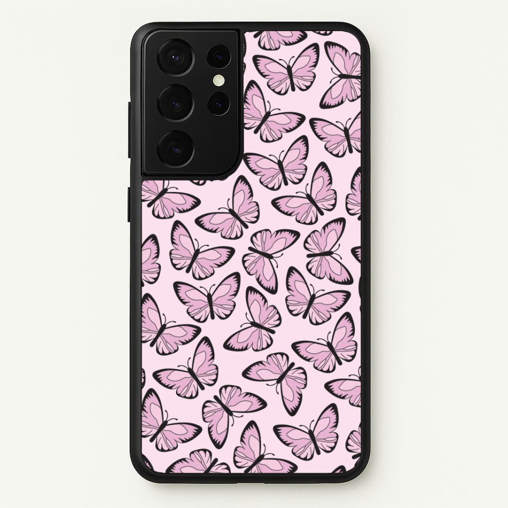 Pink And Black Butterfly - Butterfly Patterns Phone Case