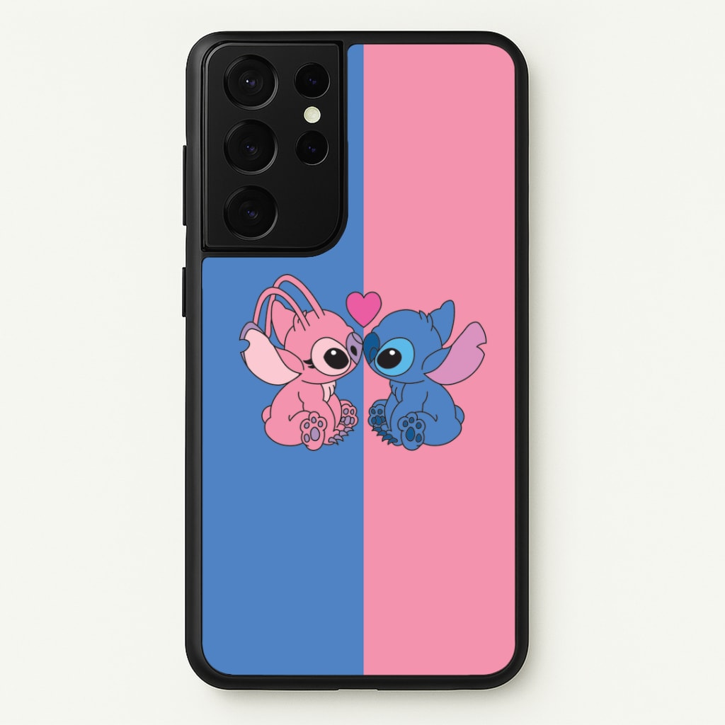Angel And Blue Alien - Pink Alien Phone Case