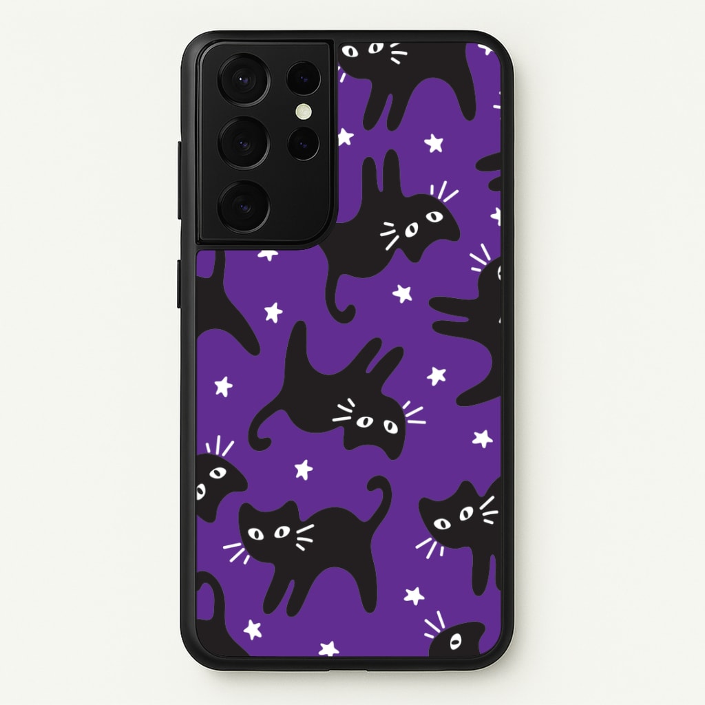 Cartoon Black Cats And Stars Pattern Phone Case