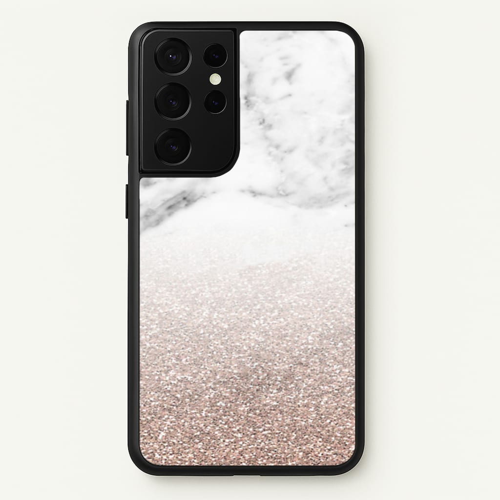 Rose Gold Glitter & Marble Phone Case