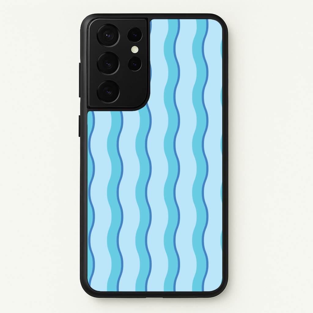 Blue Wavy Stripes Pattern Phone Case
