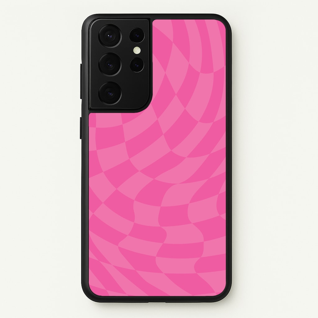 Pink Trippy Checkerboard Pattern Phone Case