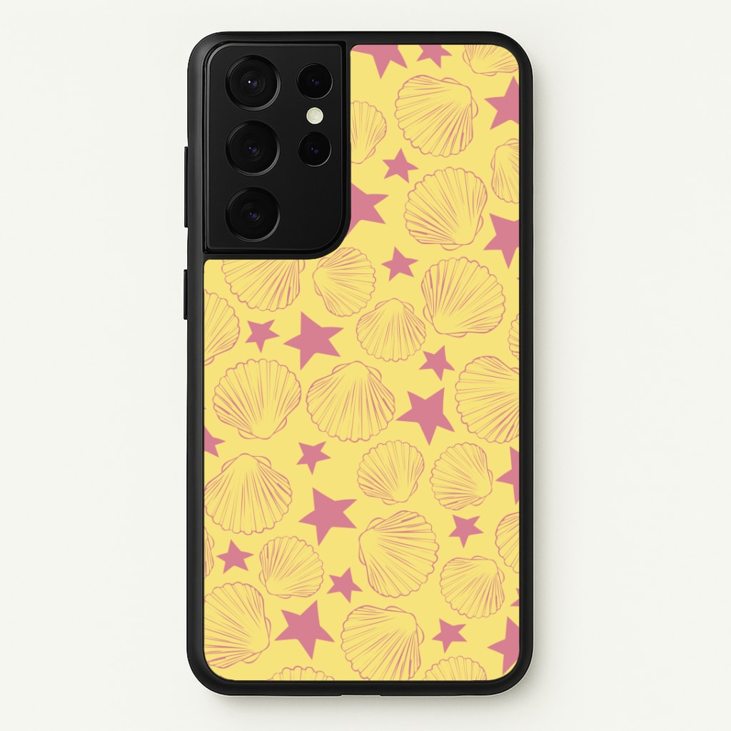 Seashells And Stars Yellow Pattern Phone Case