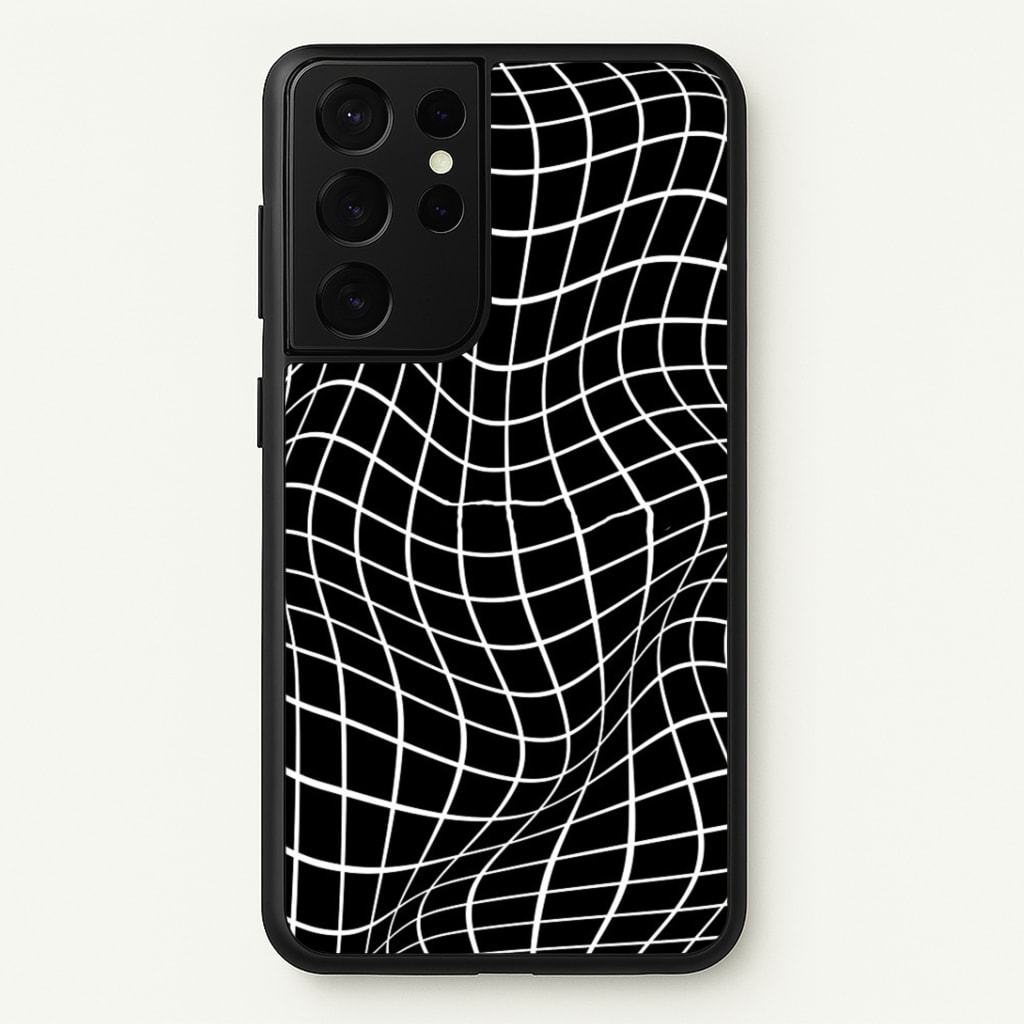 Black Wavy Grid Pattern Phone Case