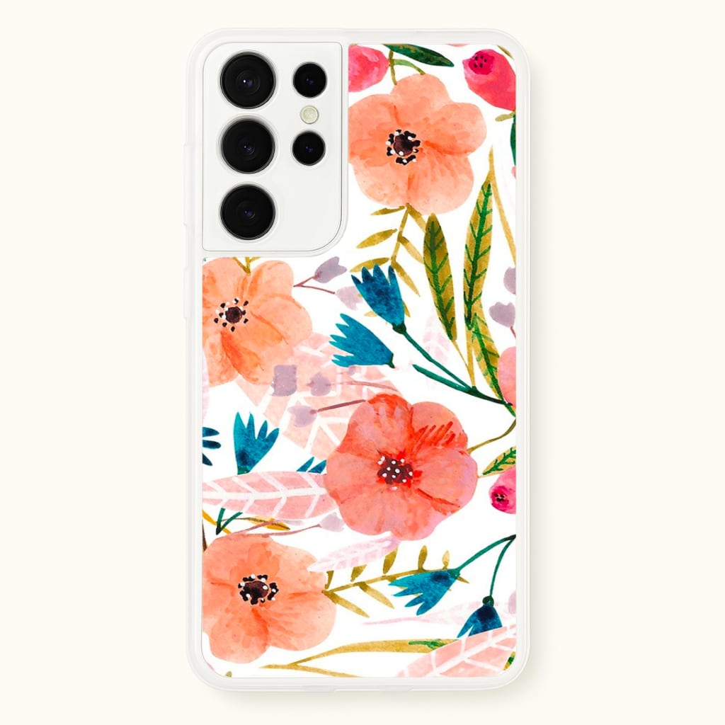 Peach Watercolour Floral Pattern Phone Case