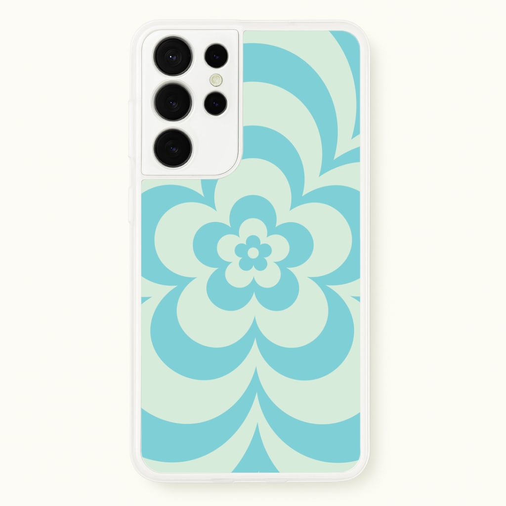 Teal Abstract Flower Pattern Phone Case
