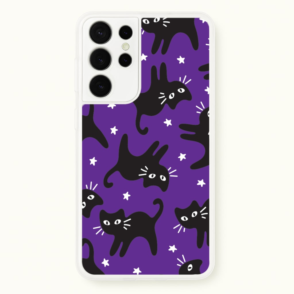 Cartoon Black Cats And Stars Pattern Phone Case