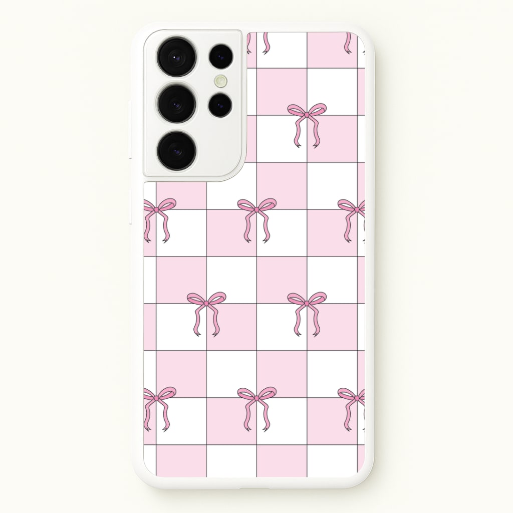Checkered Pink Coquette Bows Phone Case