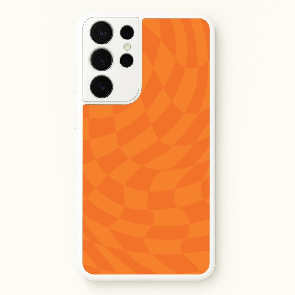 Orange Trippy Checkerboard Pattern Phone Case