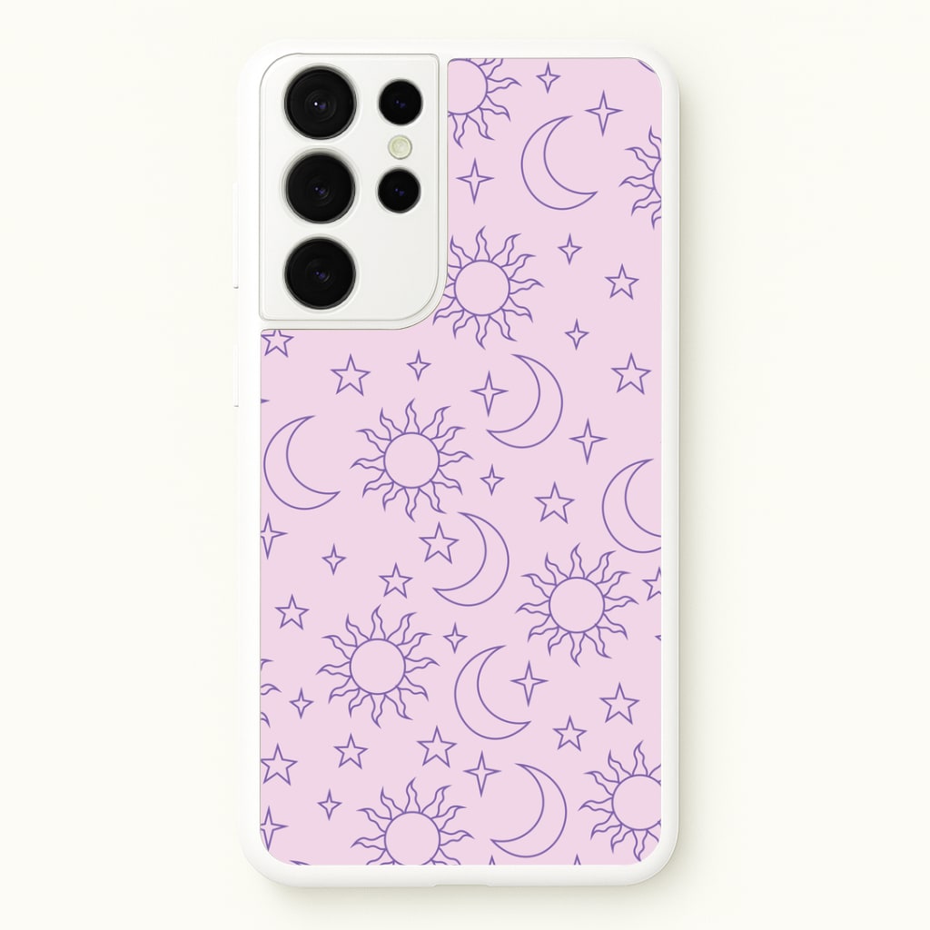 Sun, Moon And Stars Pattern Mauve Phone Case