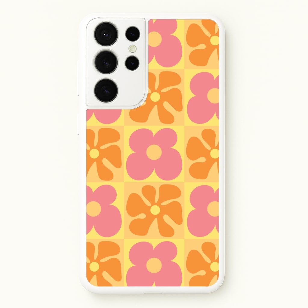 Summer Flowers Checkered Pattern Phone Case