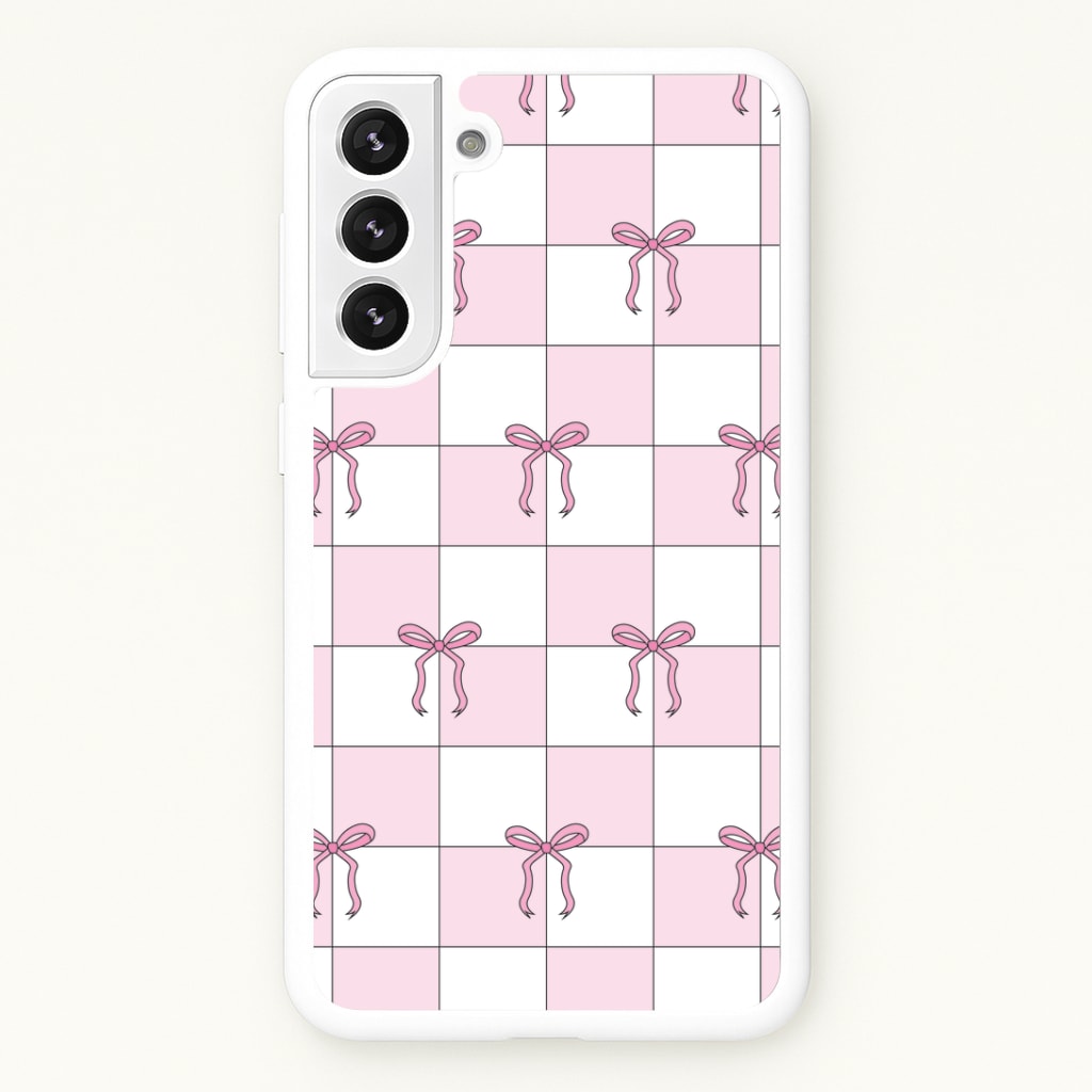Checkered Pink Coquette Bows Phone Case
