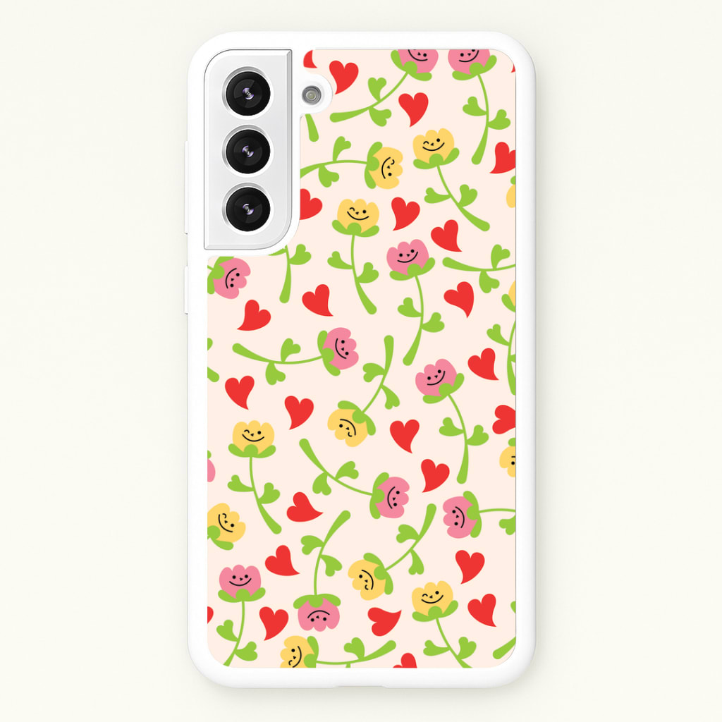 Smiley Tulips And Hearts Pattern Phone Case
