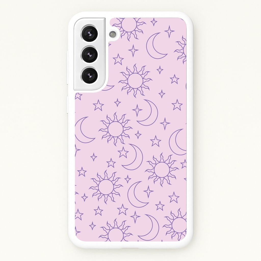Sun, Moon And Stars Pattern Mauve Phone Case
