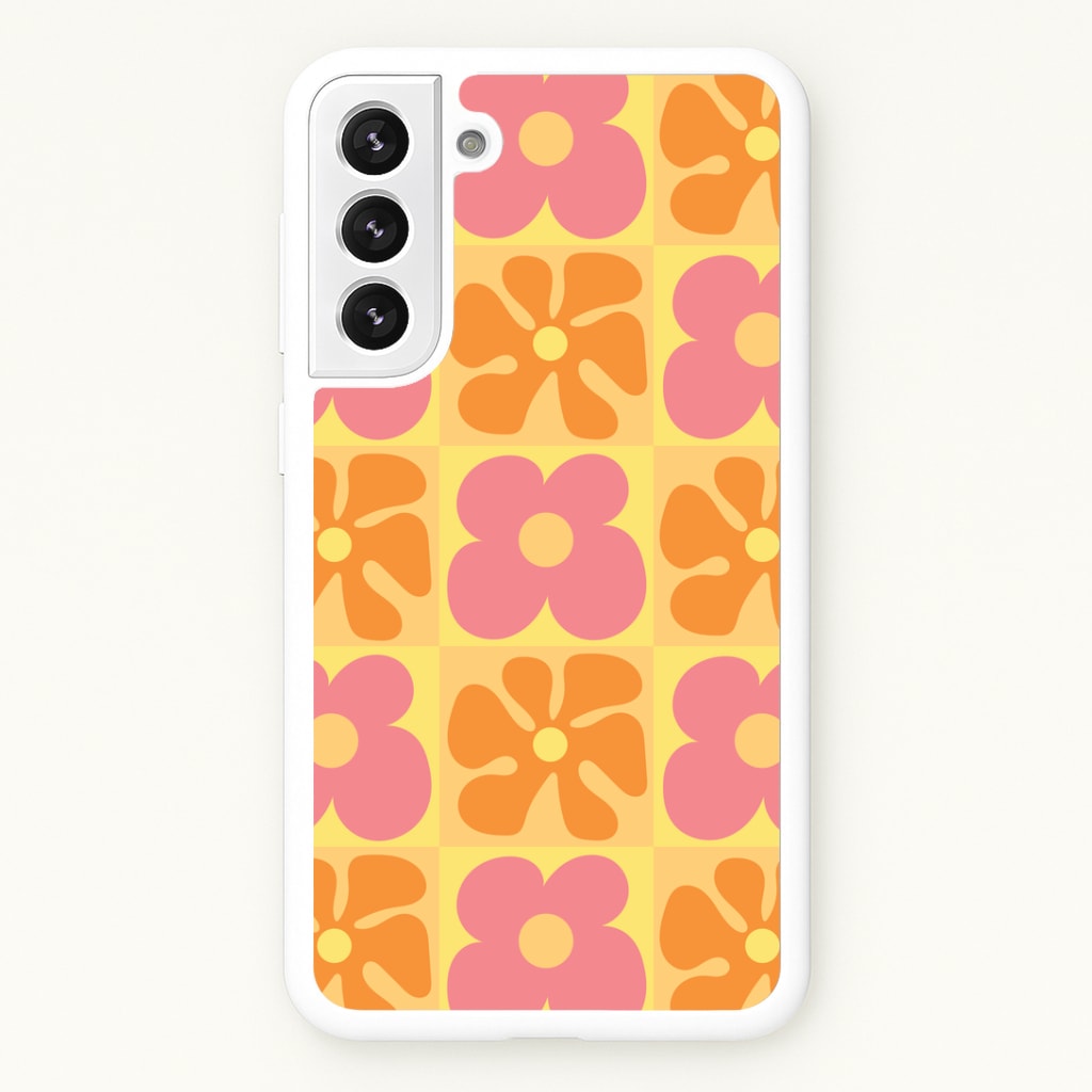 Summer Flowers Checkered Pattern Phone Case