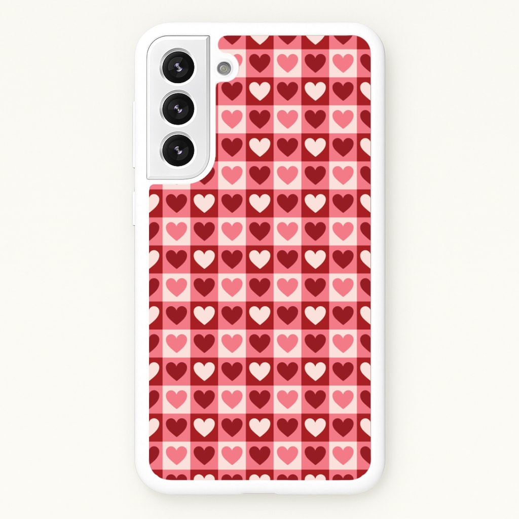 Pink Tartan Love Hearts Pattern Phone Case