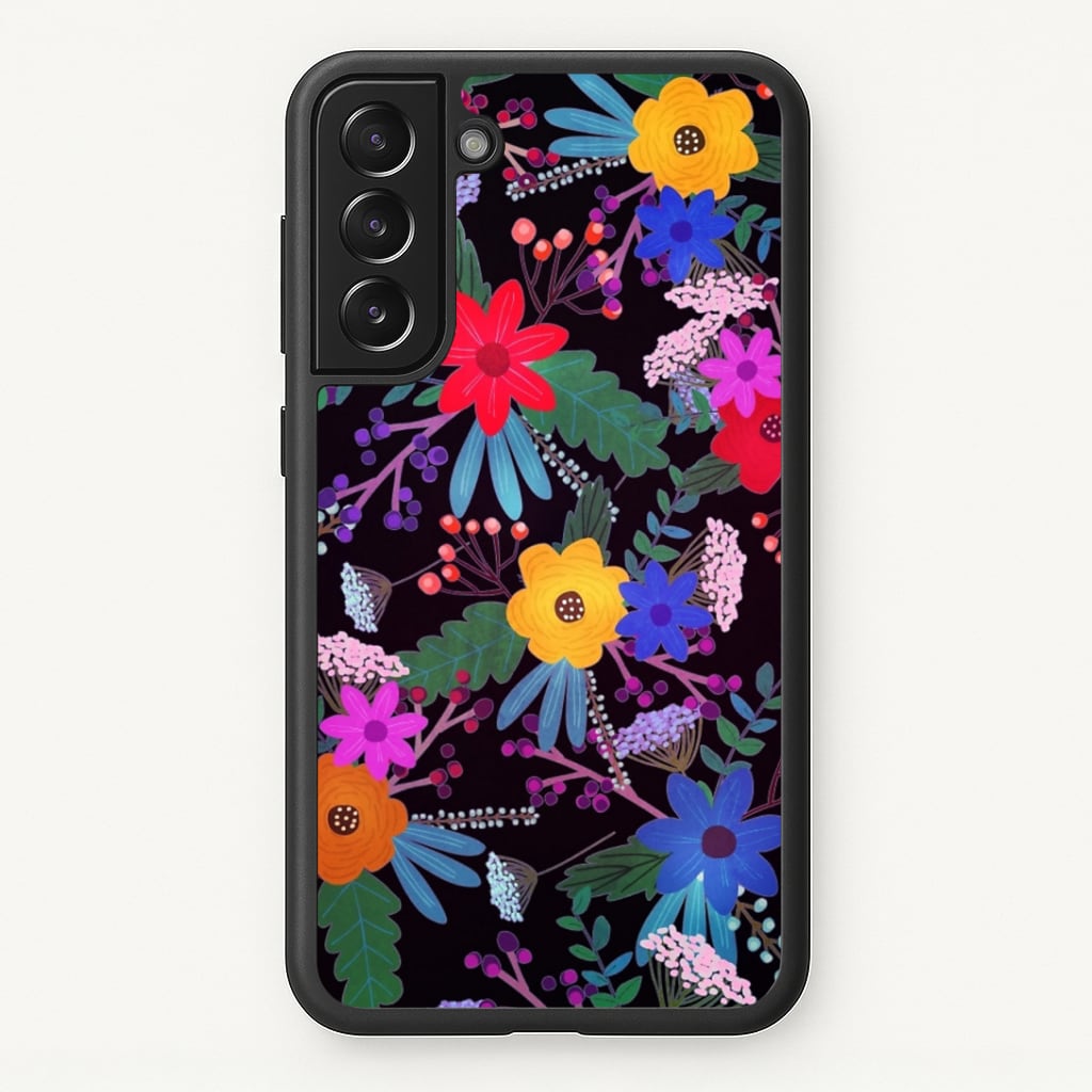 Black & Colourful Floral Pattern Phone Case