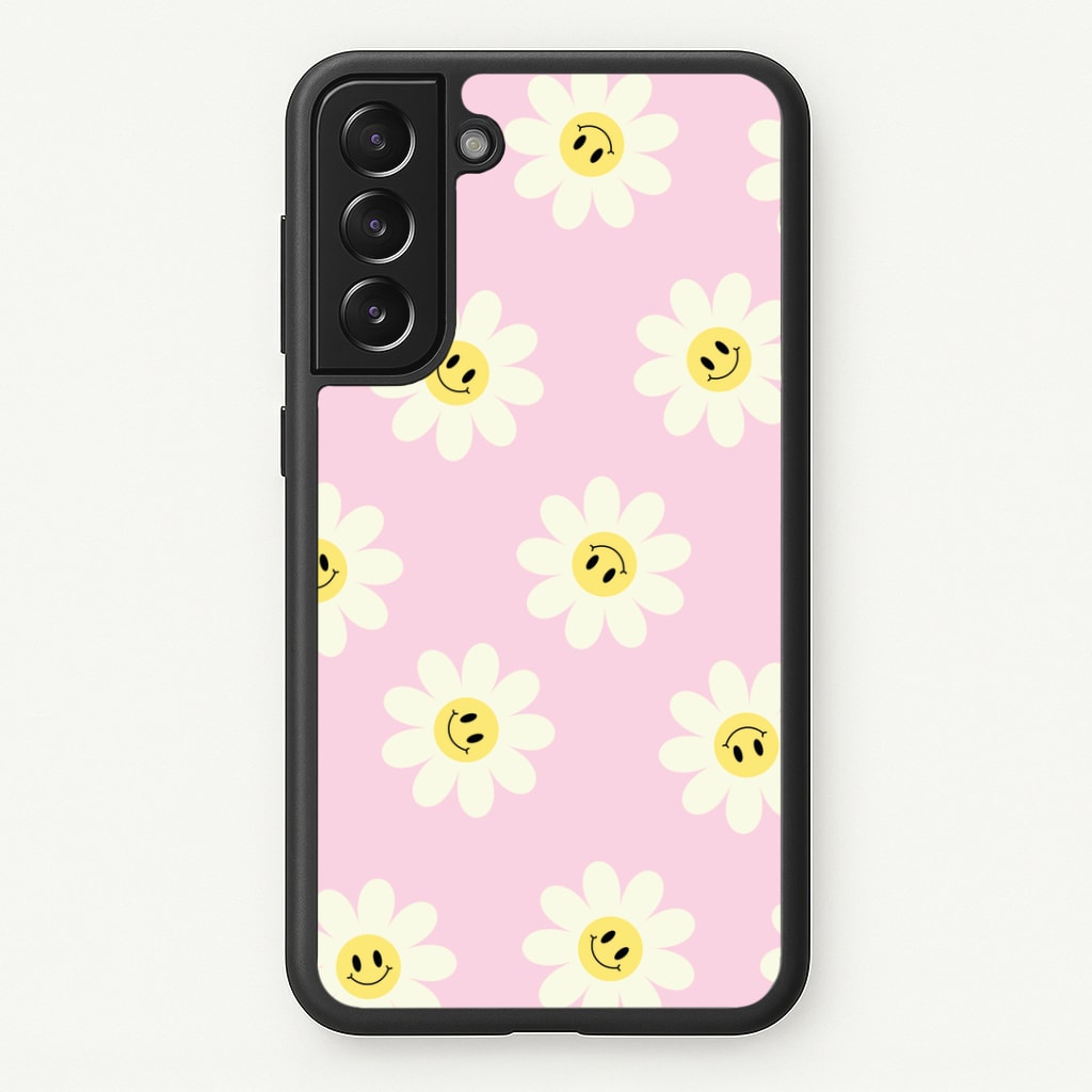 Pastel Pink Smiley Daisies Pattern Phone Case