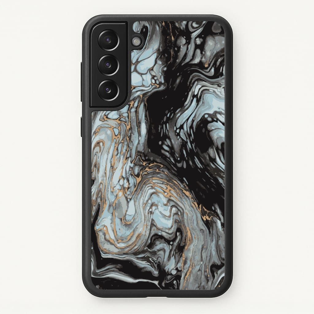 Black And Gold Cloudy Marble Phone Case