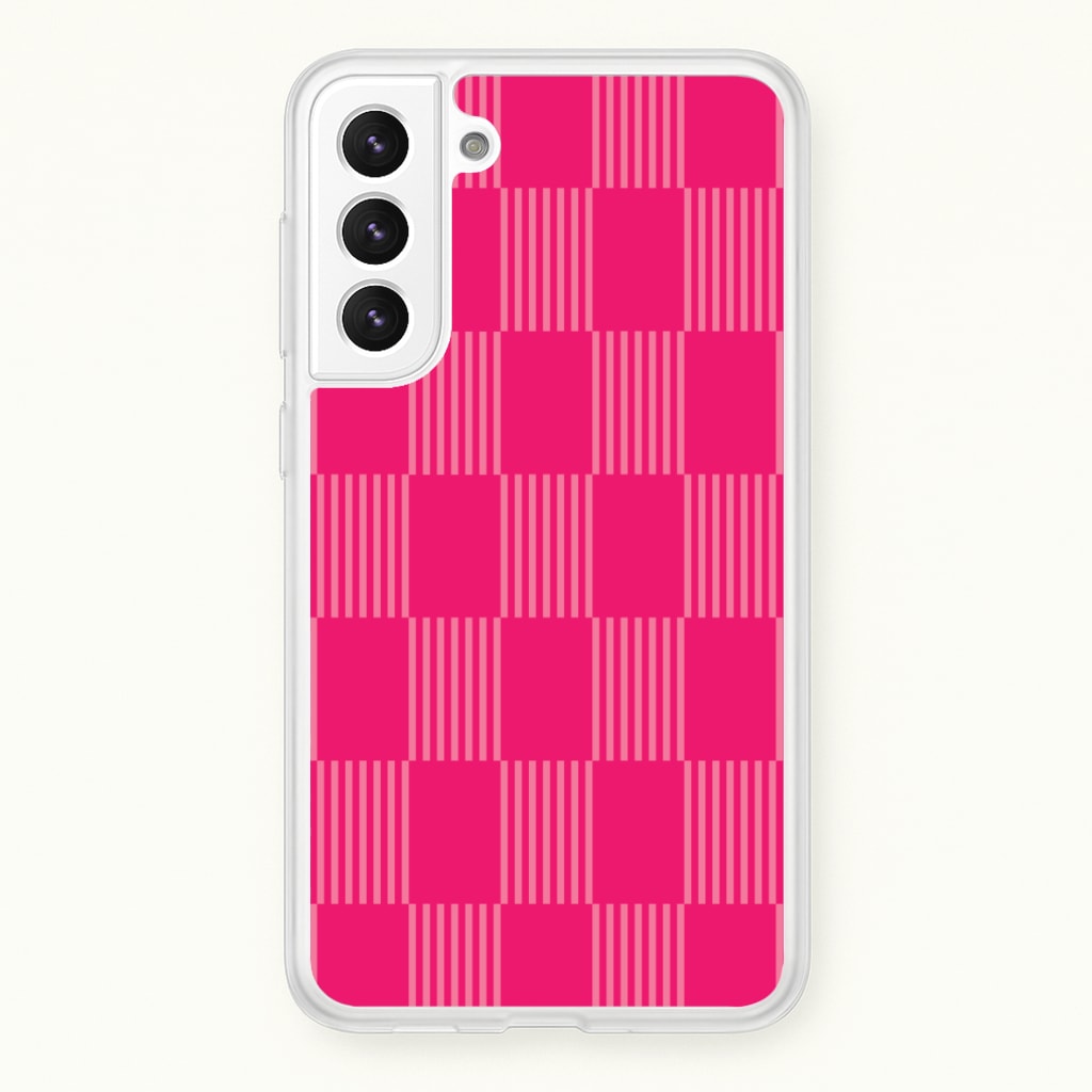 Neon Pink Checkered Abstract Pattern Phone Case