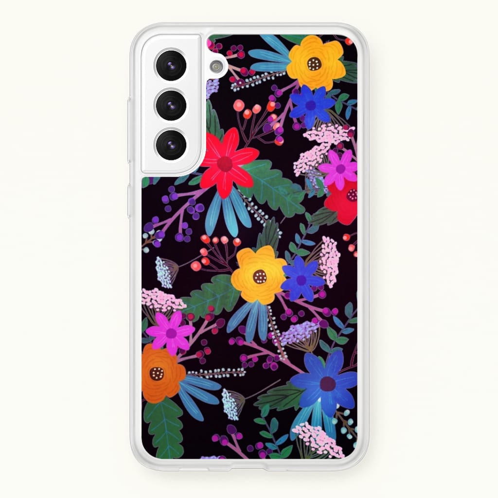Black & Colourful Floral Pattern Phone Case