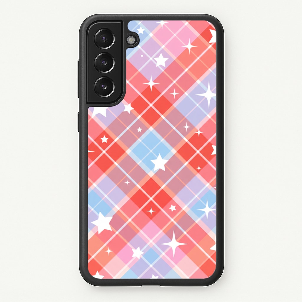 Coral Plaid Starfall Phone Case