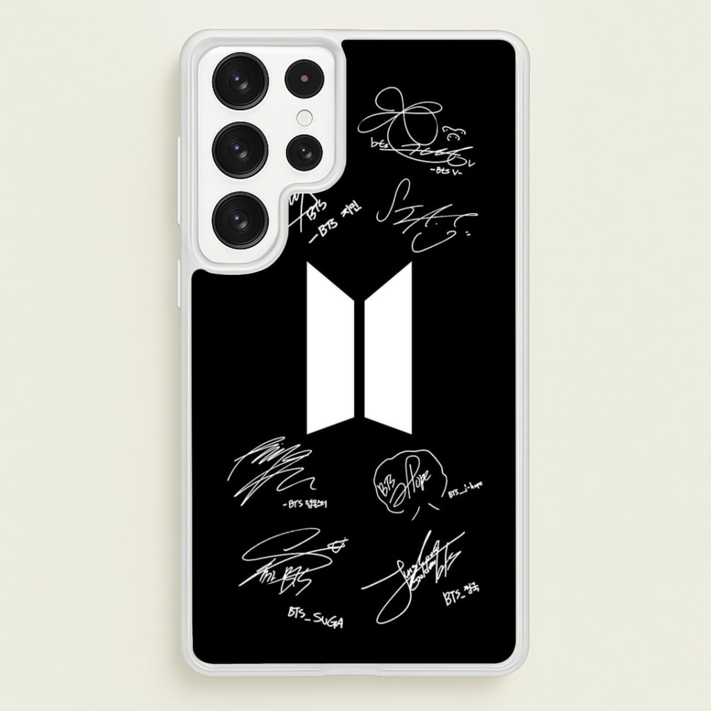 Black K-Pop Band Logo and Signatures Phone Case