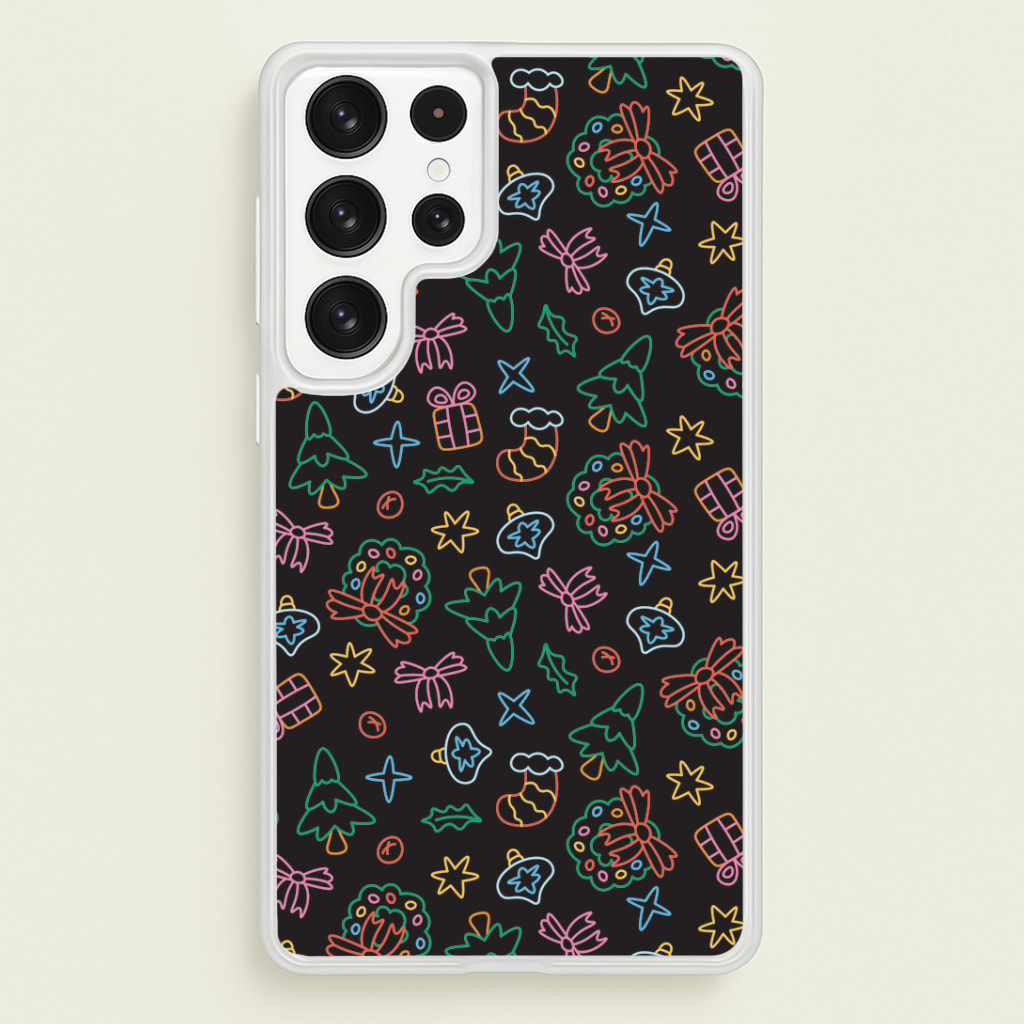 Neon Christmas Icons Pattern I Phone Case