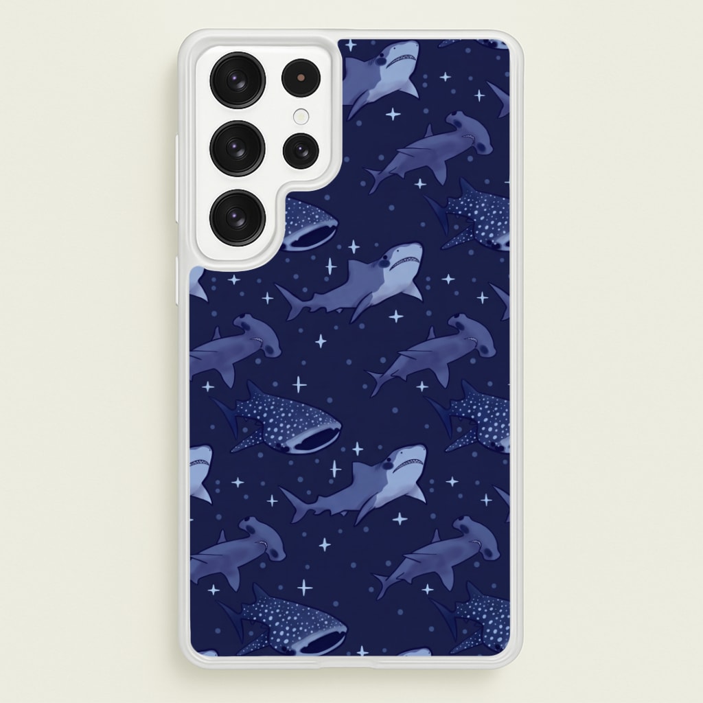 Navy Shark Pattern Phone Case
