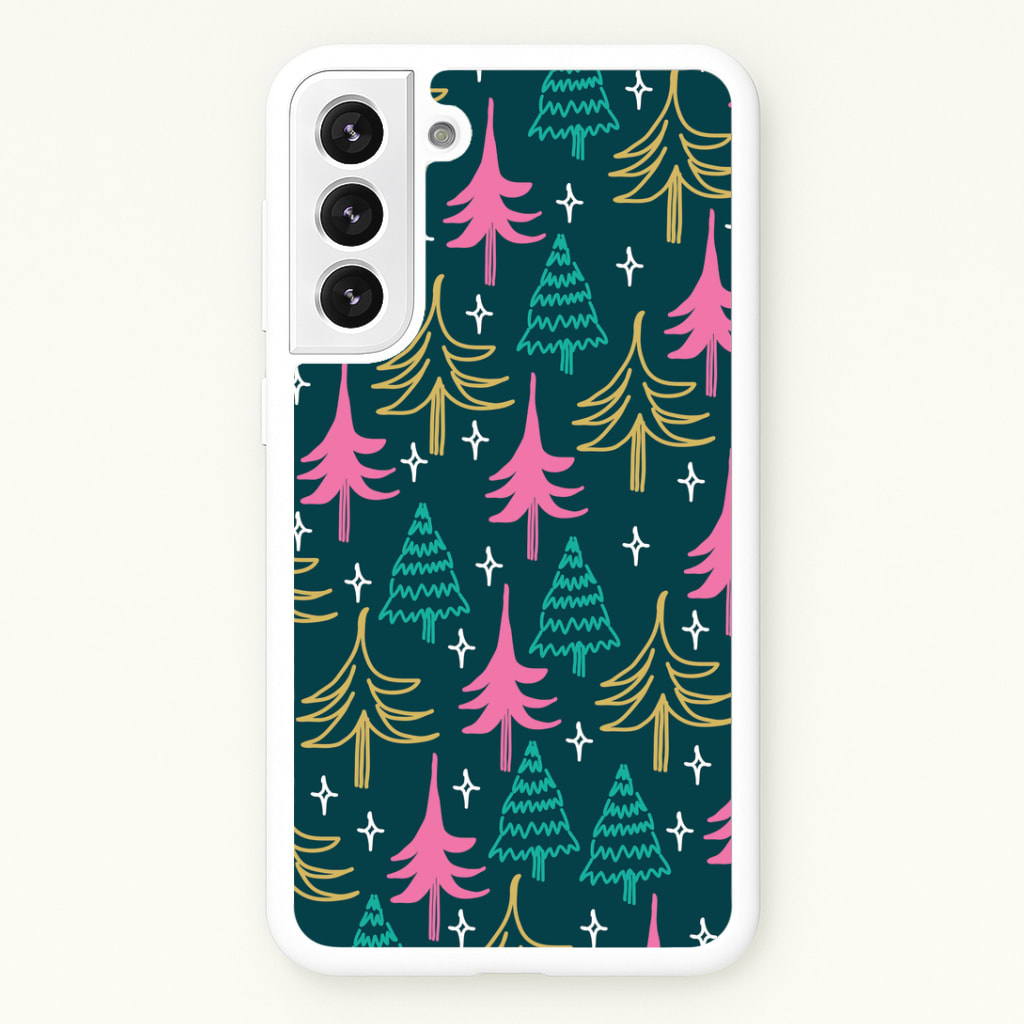 Colourful Sketched Christmas Trees Pattern Phone Case