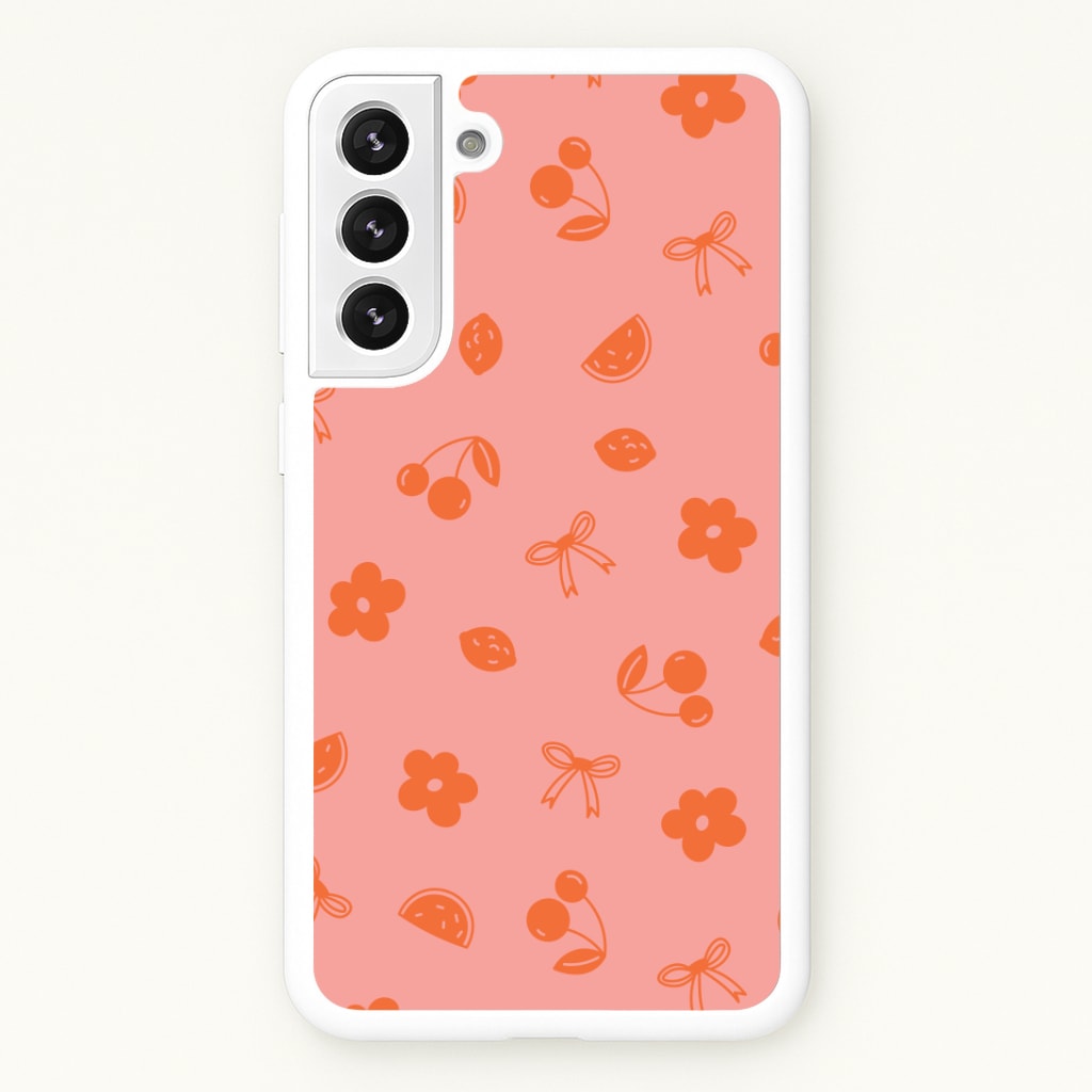 Coquette Orange Cherries Pattern Phone Case