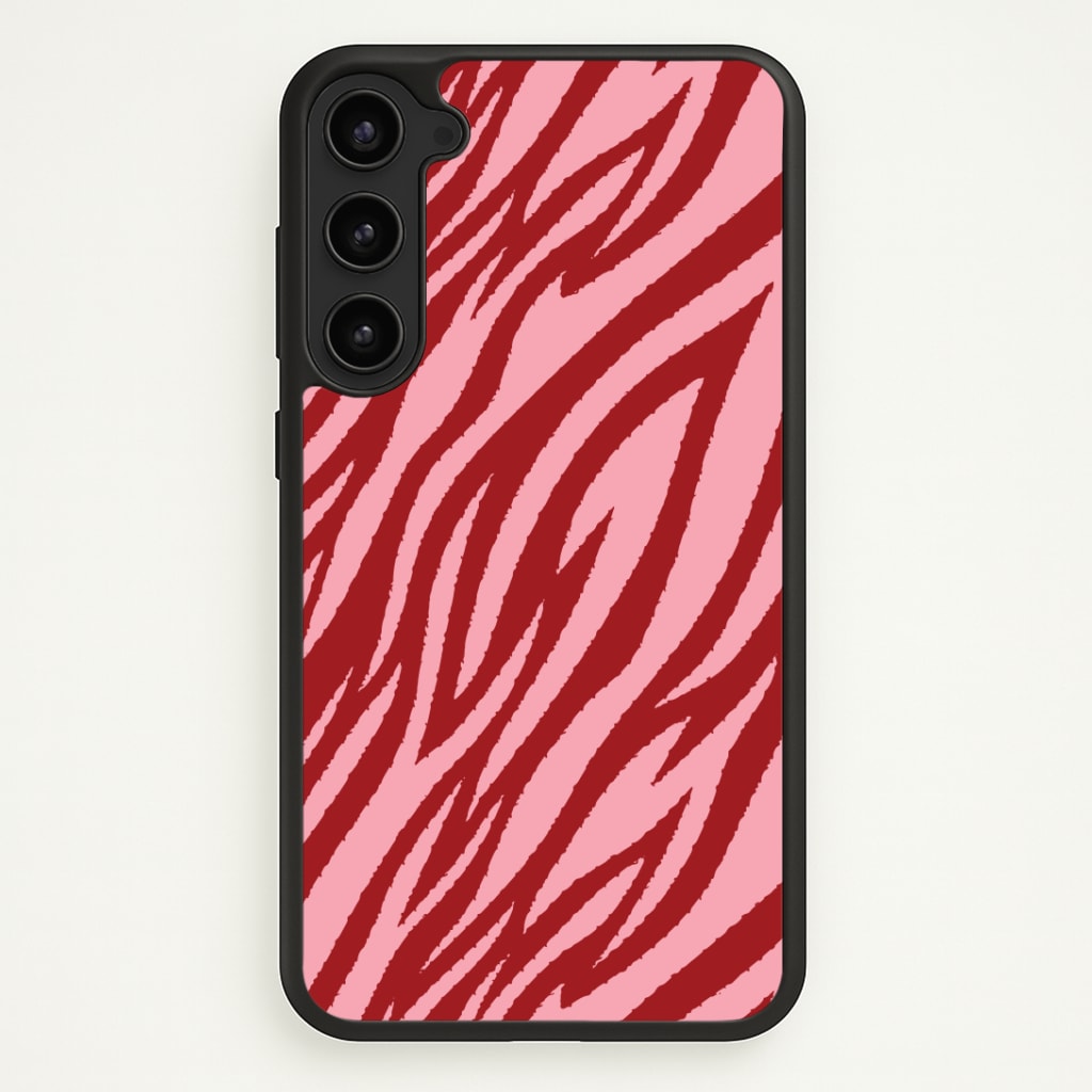 Red And Pink Tiger Print Phone Case - Galaxy S23 Plus / Standard