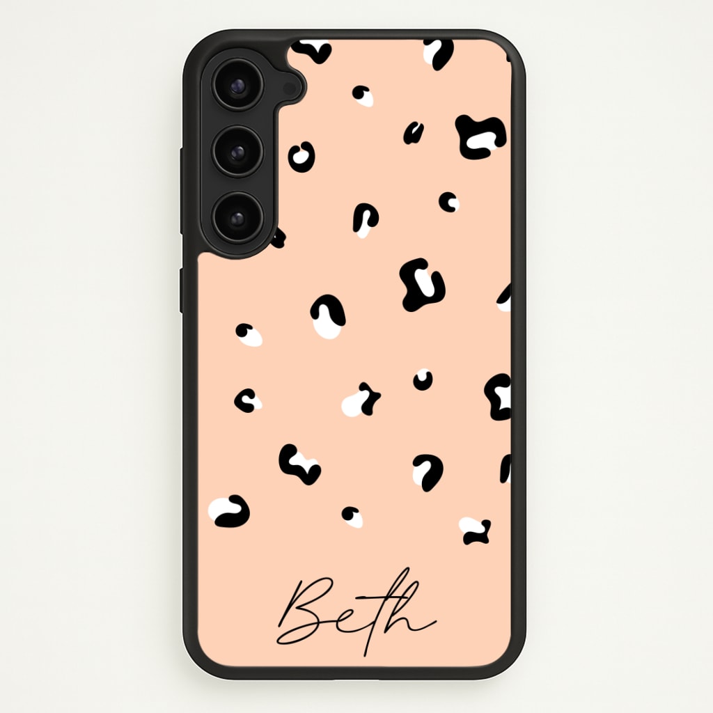 Personalised Name Cheetah Print Phone Case - Galaxy S23 Plus / Standard