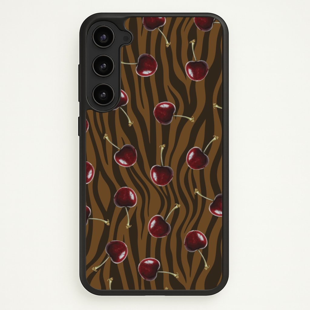 Animal Print With Cherries Pattern Phone Case - Galaxy S23 Plus / Standard
