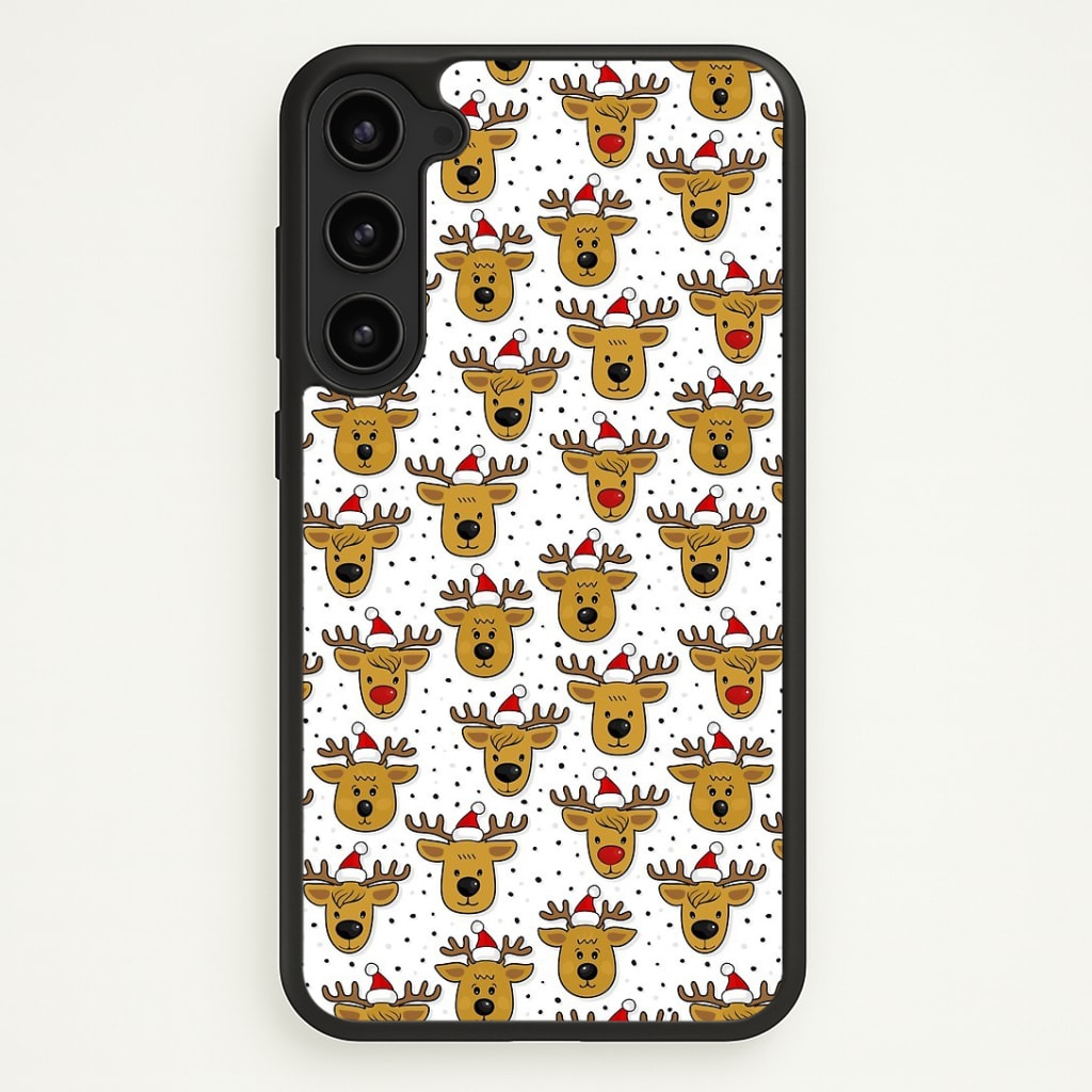 Reindeers In Santa Hats Pattern Phone Case - Galaxy S23 Plus / Standard