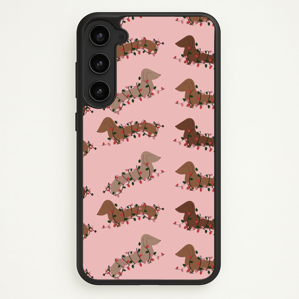 Dachshund Christmas Pattern Phone Case - Galaxy S23 Plus / Standard