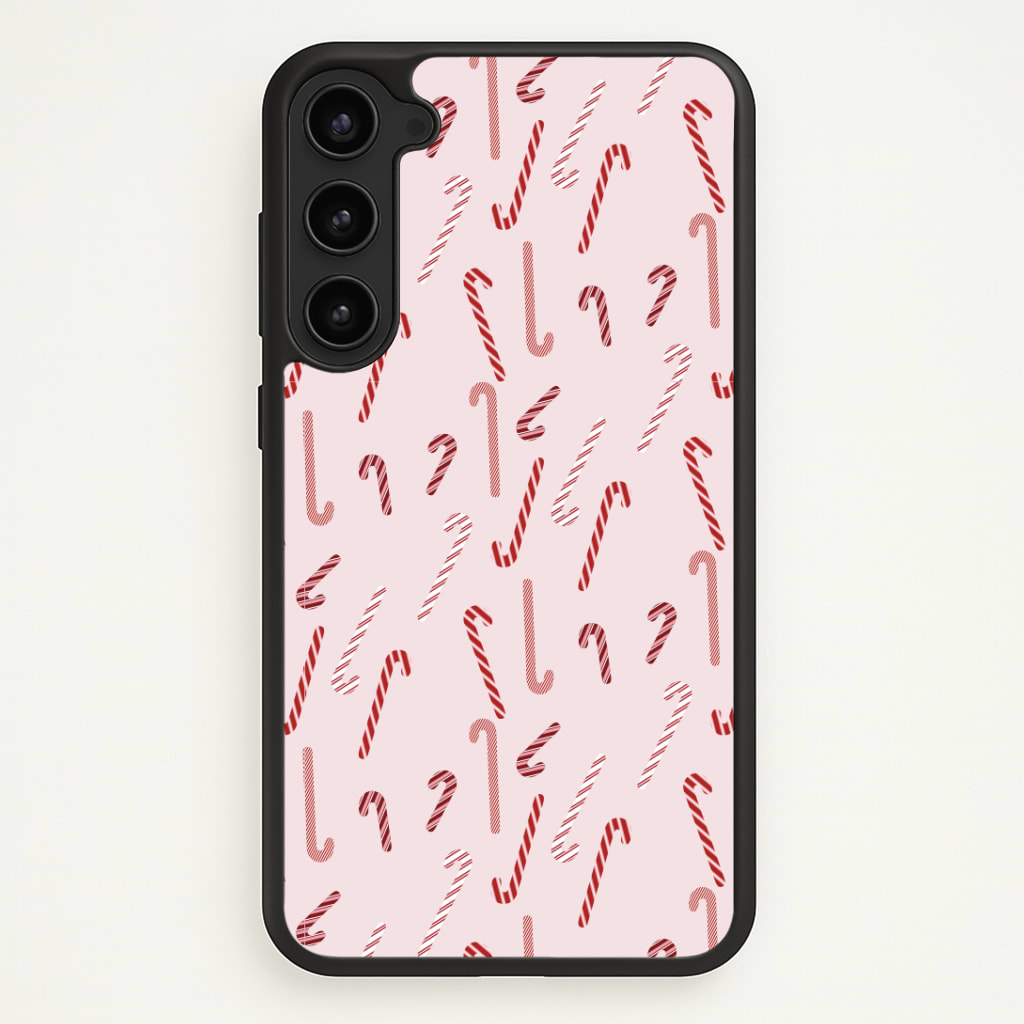 Pink Candycane Christmas Pattern Phone Case - Galaxy S23 Plus / Standard