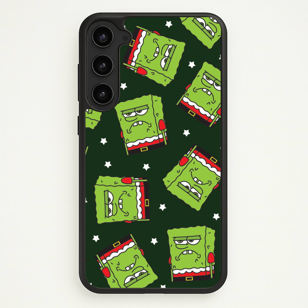 Grumpy Christmas Cartoon Sponge Pattern Phone Case - Galaxy S23 / Standard