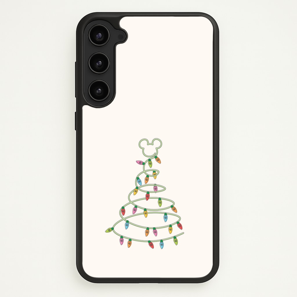 Cartoon Mouse Christmas Tree Lights Phone Case - Galaxy S23 Plus / Standard
