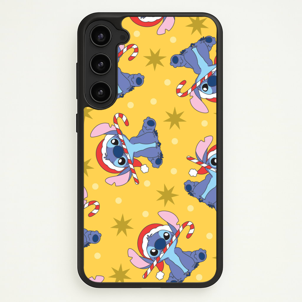Cute Blue Alien Candycane Christmas Pattern Phone Case - Galaxy S23 Plus / Standard