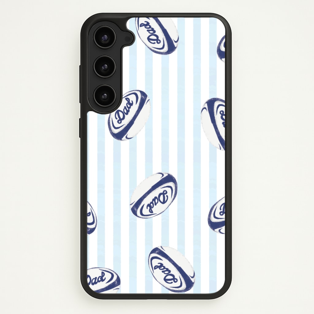 Dad Rugby Ball Pattern Phone Case - Galaxy S23 Plus / Standard