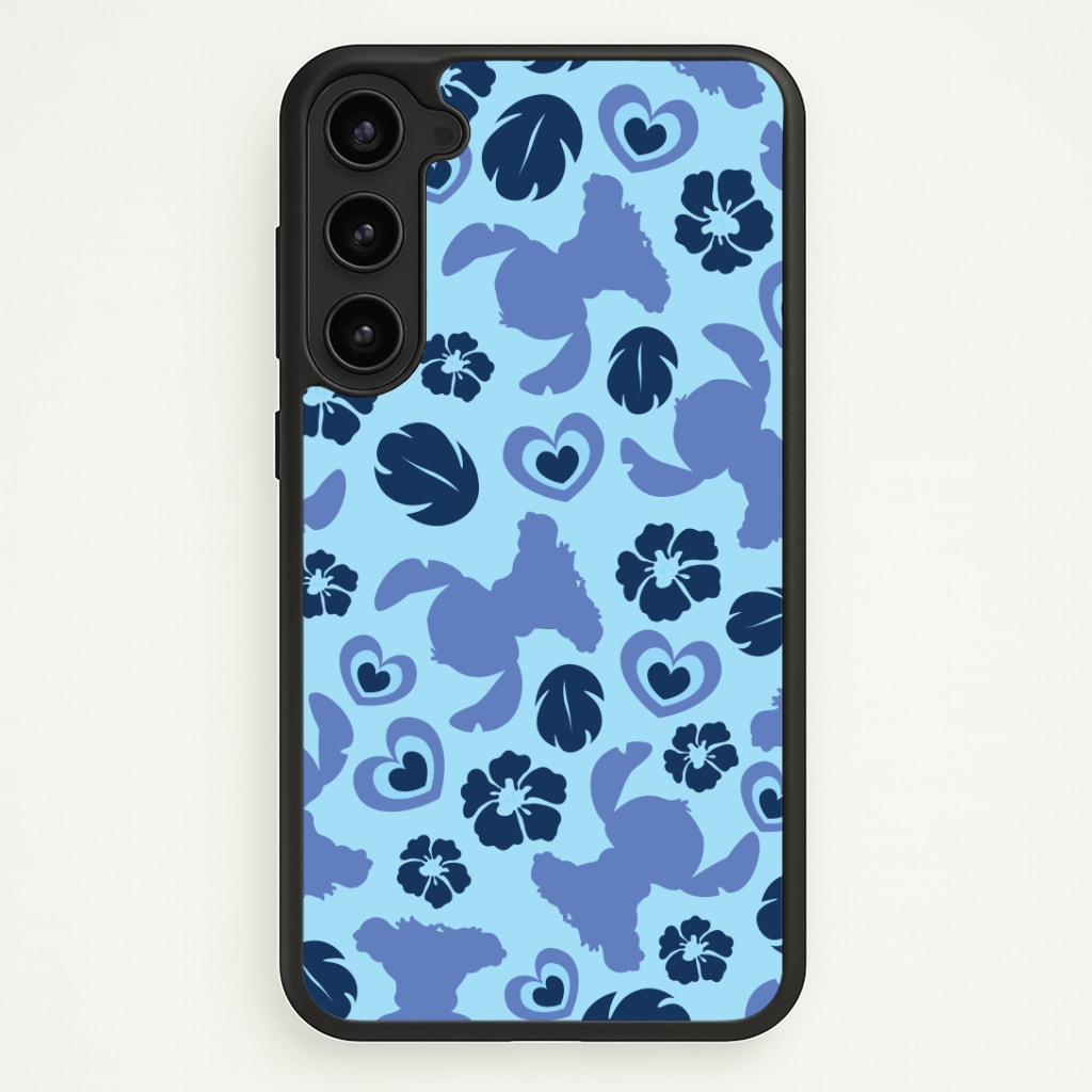 Blue Alien Silhouette Pattern Phone Case - Galaxy S23 / Standard