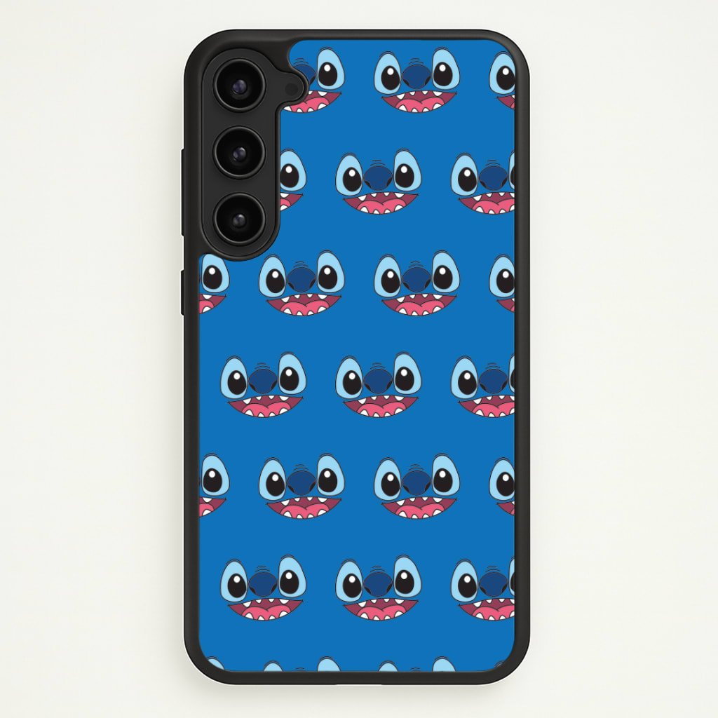 Blue Alien Face Pattern Phone Case - Galaxy S23 / Standard