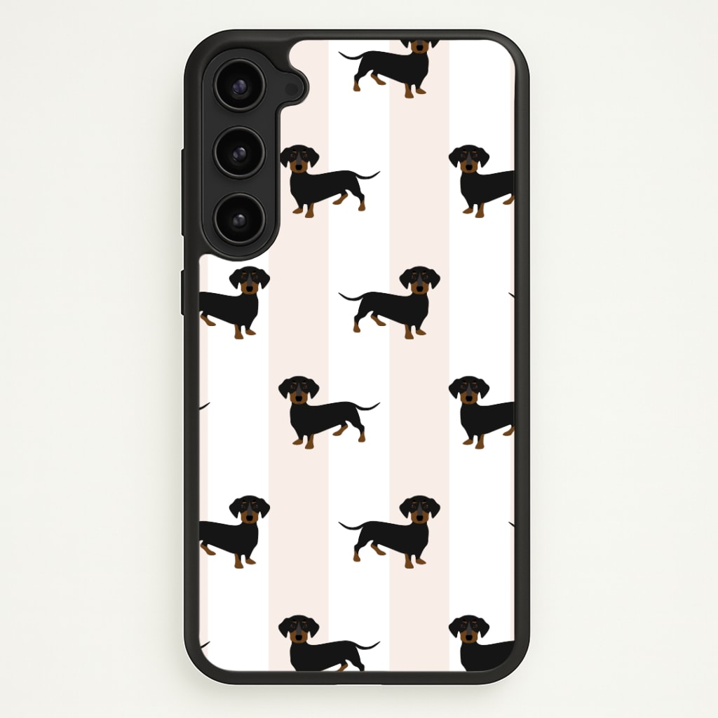 Striped Dachshund - Dog Pattern Phone Case - Galaxy S23 / Standard