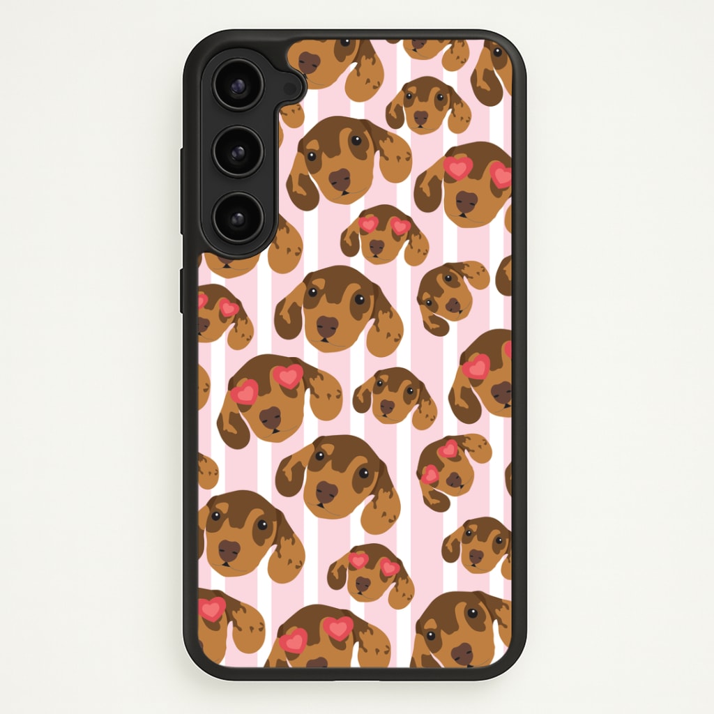 Stripes And Dachshunds Pattern Phone Case - Galaxy S23 Plus / Standard