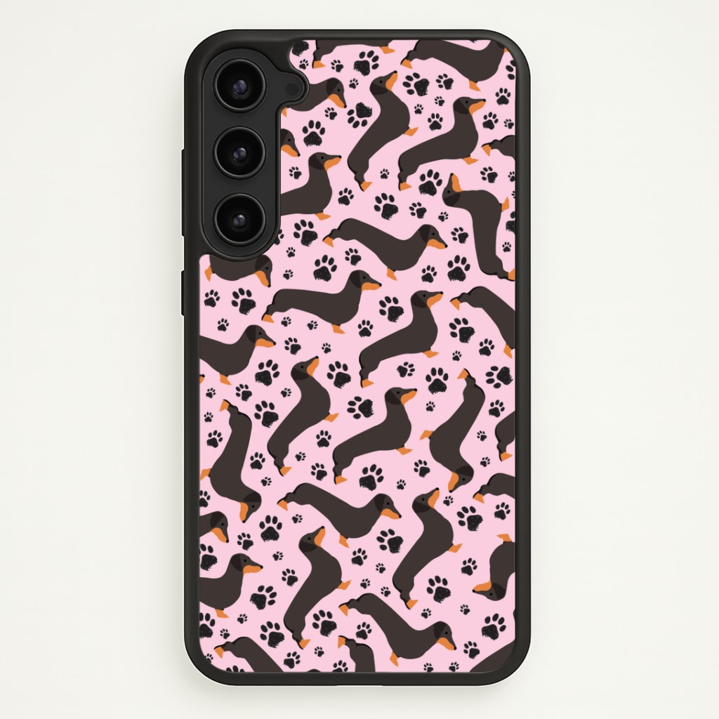 Dachschunds And Paws Pattern Phone Case - Galaxy S23 Plus / Standard
